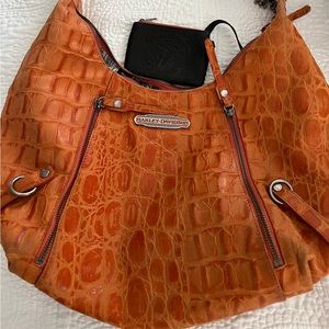 Harley Davidson orange purse with attached small wallet